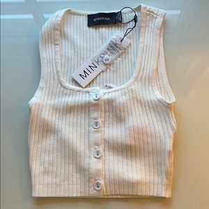 White Ribbed Tank Top